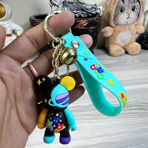 Silicon Creative Colorful Graffiti Star Violent Bear Keychain | Trendy Hanging Key Chain for Bags & Cars