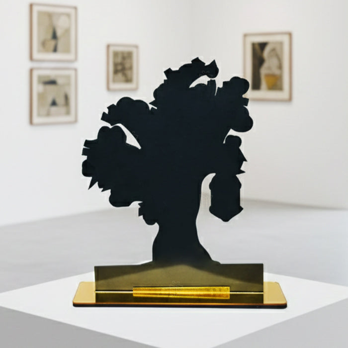 Golden Love Symbol Acrylic Tree Showpiece – Romantic Home & Table Decoration (Size 18x20x5.5cm)