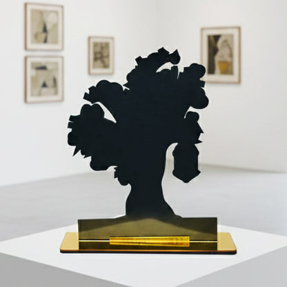 Golden Love Symbol Acrylic Tree Showpiece – Romantic Home & Table Decoration (Size 18x20x5.5cm)