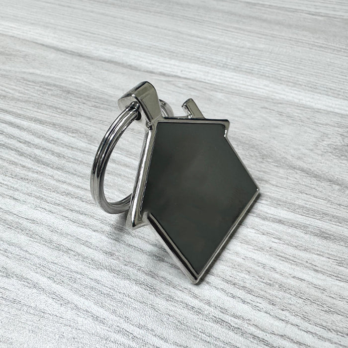 Personalized Home-Shaped Metal Keychain – Black Finish, Dual-Side Laser Engraved | MJ126 (Pack of 1)