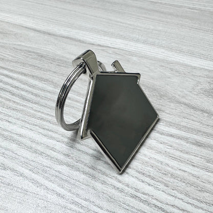 Personalized Home-Shaped Metal Keychain – Black Finish, Dual-Side Laser Engraved | MJ126 (Pack of 1)