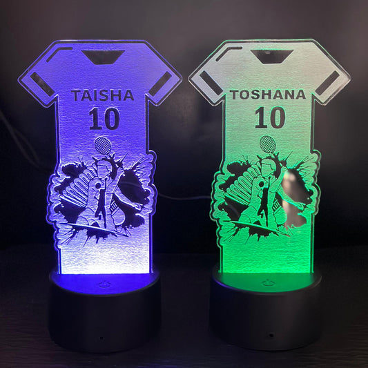 Personalized Tennis Jersey 3D Night Lamp – Touch & Remote Control with Warm Color Changing Light | Birthday Gift for Tennis Lovers