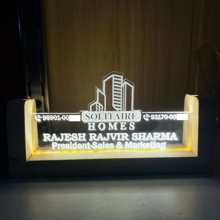 Custom LED Name Plate for Office Desk – Personalized Corporate & Promotion Gift - WB001