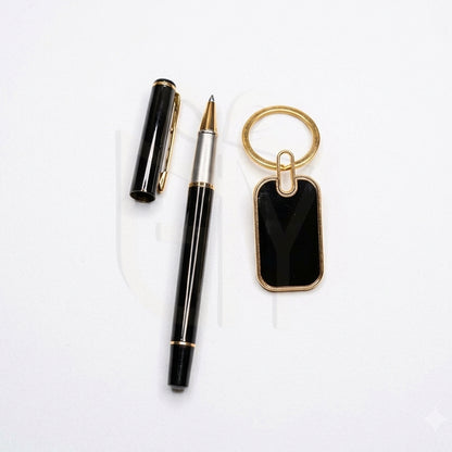 Customized Premium Black & Gold Pen-Keychain Gift Set Elegant Corporate Gifting Solution
