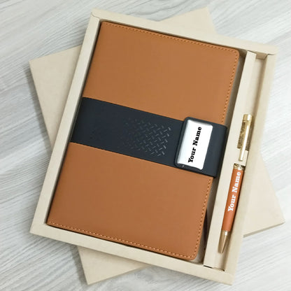 Personalized Name & Logo Diary Pen 2in1 Set Brown M1042