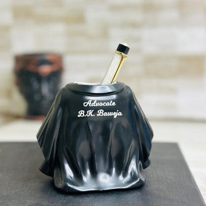 Personalized Advocate Coat Pen Stand with Custom Name Engraving – Perfect Gift for Lawyers, Advocates, Vakils & Judges