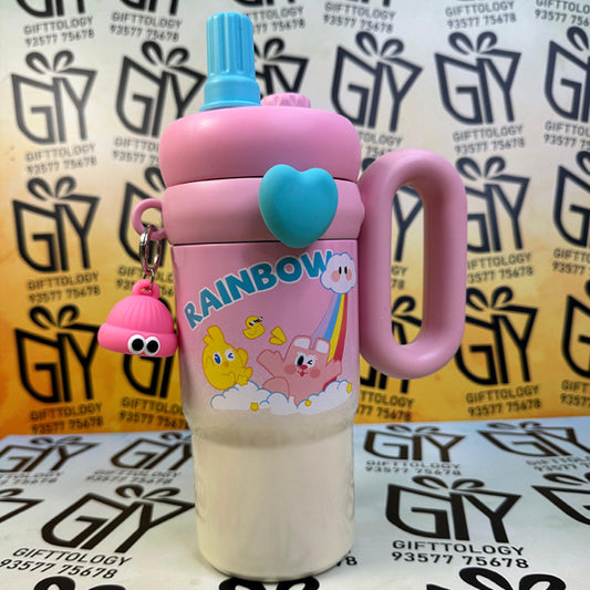 Personalized 800ml Rainbow Water Bottle with Straw for Kids – Cute & Colorful Tumbler