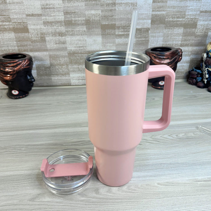 Personalized Pink 1200ML Stainless Steel Tumbler with Lid & Straw – Vacuum Insulated Flask for Water, Coffee & Iced Tea – Perfect for Travel, Office & Gym