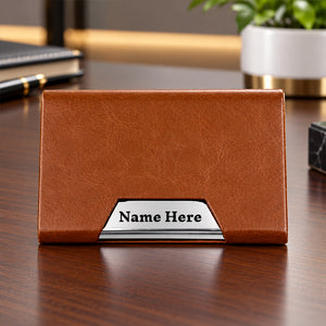 Personalized Premium PU Leather Business Card Holder – Elegant Metal Visiting Card Case | Customized Corporate Gift for Professionals - M1116