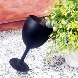 Customizable Black Metal Wine Glass Set (Pack of 2) | Personalized & Elegant