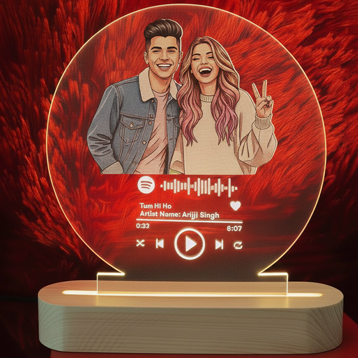 Personalized Name & Photo Couple LED Table Lamp | Customized Photo Night Light for Wedding, Anniversary & Valentine Gift | Romantic Home Décor Gift for Husband, Wife, Boyfriend & Girlfriend