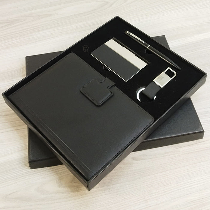 Personalized Diary Pen Keychain Cardholder 4-in-1 Gift Set Black - M1009