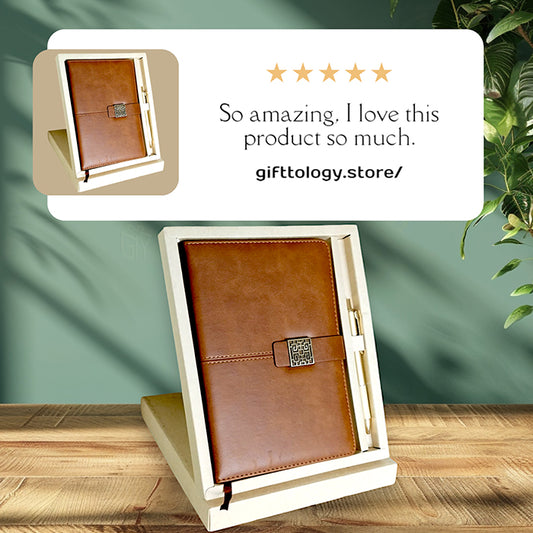 Personalized Name and Logo Brown Diary Pen 2in1 Set M1043