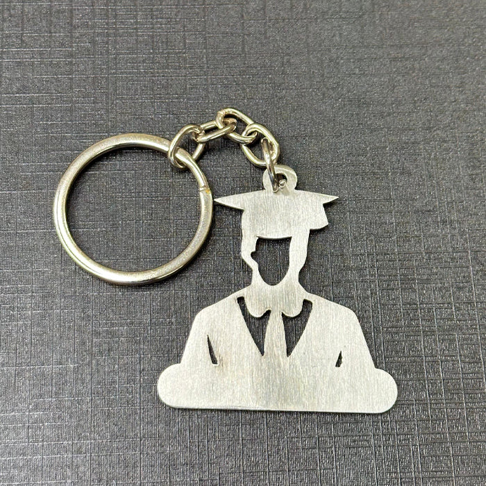 Name Engravable Metal Silver Keyring – Educate Logo