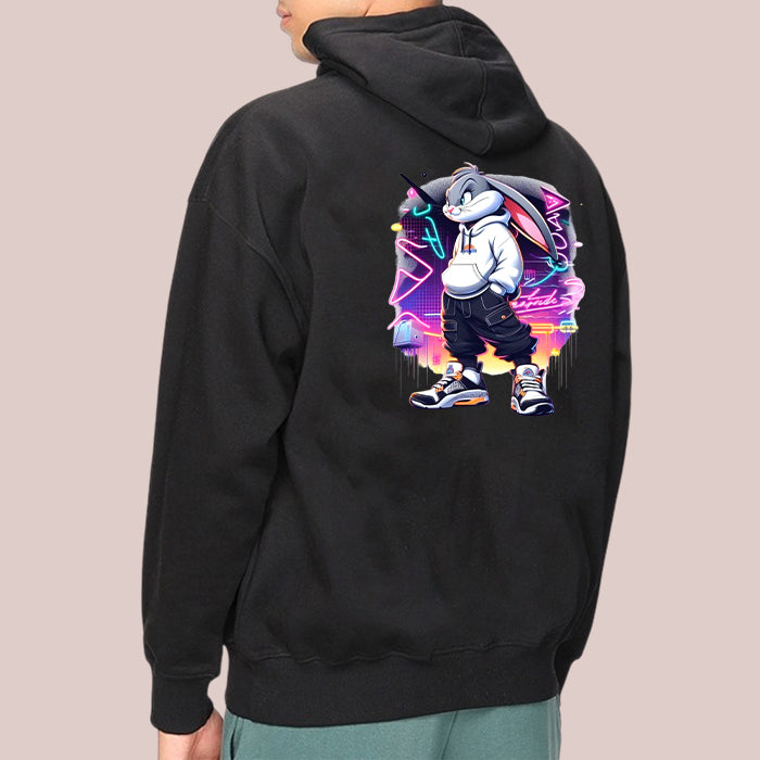 Bugs Bunny Trending Graphic Design Men's Black Vintage Hoodie