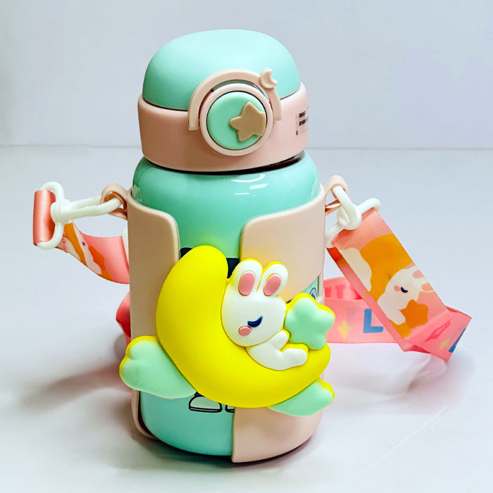 Personalized 500ml Moon Design Insulated Stainless Steel Water Bottle with Strap – Double Wall, School & Travel - (LK22202)