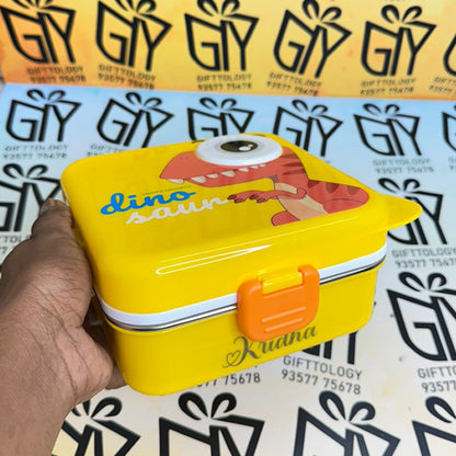 Personalized Cartoon Dino Saur Kids Double-Layer Leakproof Stainless Steel Bento Lunch Box (6656)