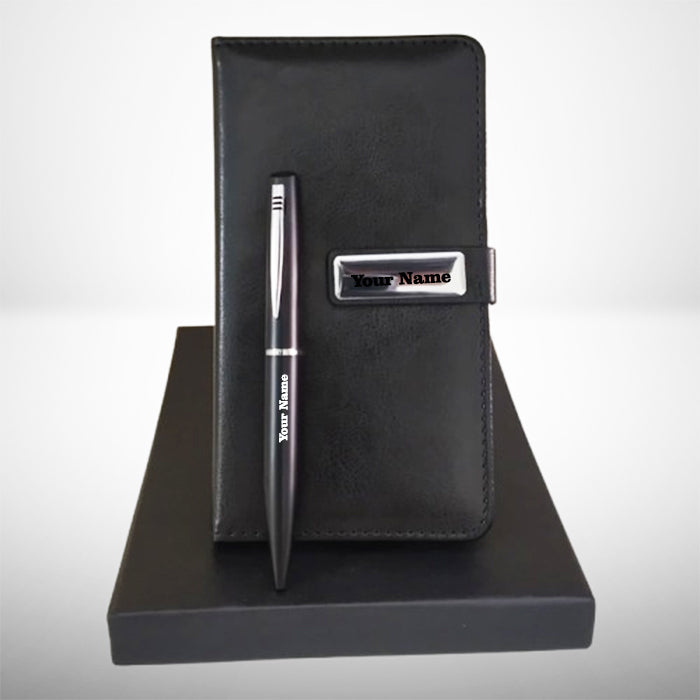 Custom Name Diary And Pen Black Set M937