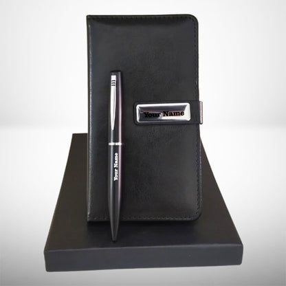 Custom Name Diary And Pen Black Set M937