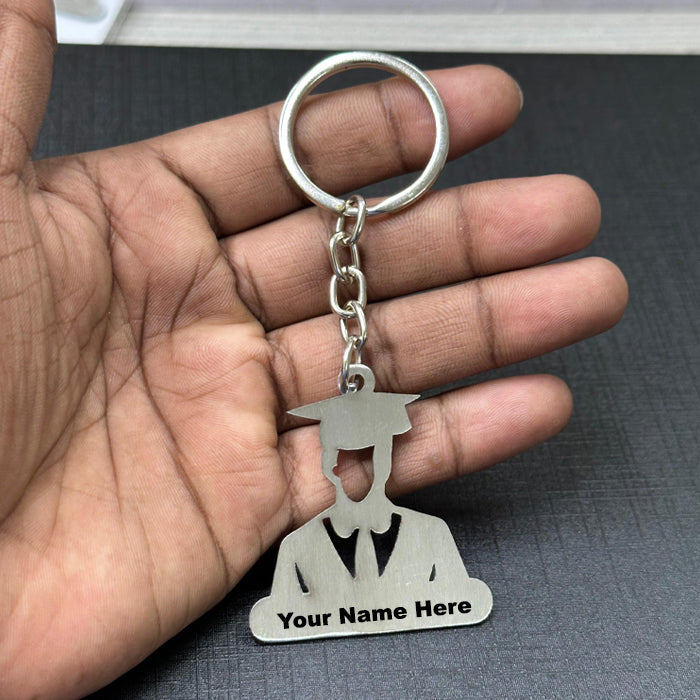 Name Engravable Metal Silver Keyring – Educate Logo