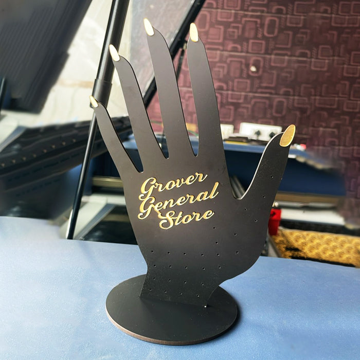 Custom Name Wooden Jewellery Display Hand – Ring, Bracelet & Accessory Holder