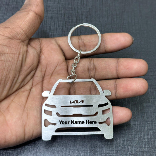 Name Engravable Metal Silver Keyring – KIA Car Logo