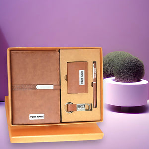 Customizable Professional Diary Brown 4-in-1 Set (M928)