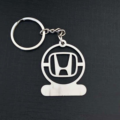 Name Engravable Metal Silver Keyring – HONDA Logo