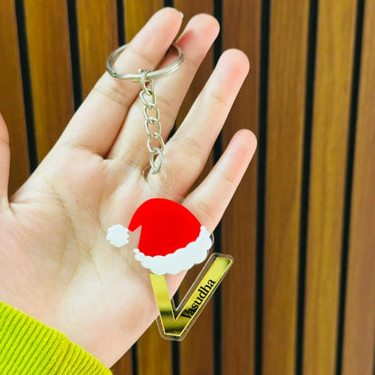 Personalized Merry Christmas Acrylic Letter Keychain – Custom Name Initial A to Z Gift