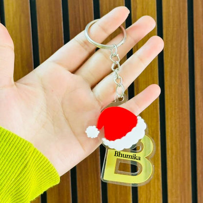 Personalized Merry Christmas Acrylic Letter Keychain – Custom Name Initial A to Z Gift