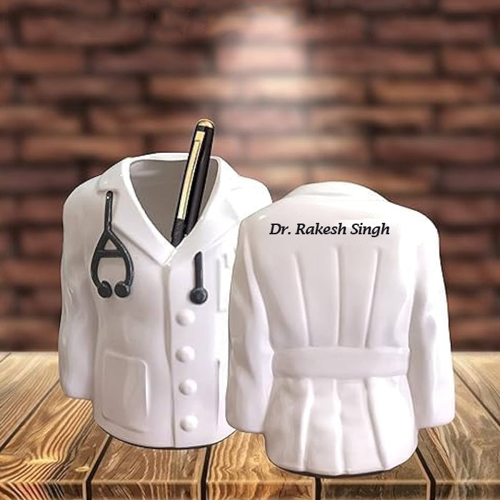 Personalized Doctor Coat Pen & Pencil Holder – Desk Organizer Stand for Office & Clinic Use