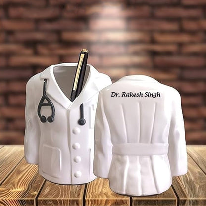 Personalized Doctor Coat Pen & Pencil Holder – Desk Organizer Stand for Office & Clinic Use