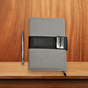 Personalized Name & Logo Diary Pen 2in1 Set Grey M1042