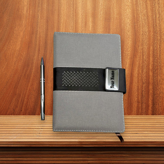 Personalized Name & Logo Diary Pen 2in1 Set Grey M1042