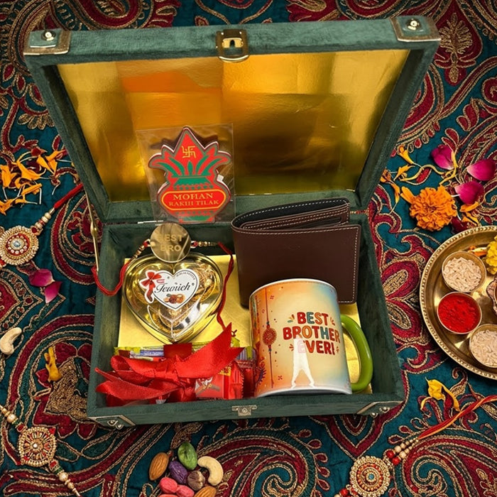 Personalized Raksha Bandhan Gift Box for Brother with Customized Rakhi Hamper, Premium Rakhi Gift Set, and Thoughtful Brother Surprise R001