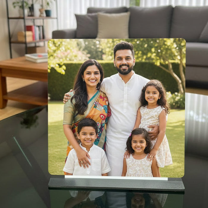 Personalized Sublimation Wooden Table Photo Frame with Elegant Black Base | Custom Photo Printing | Perfect Gift for Anniversary, Birthday & Home Décor (8×8 Inch) — view 2