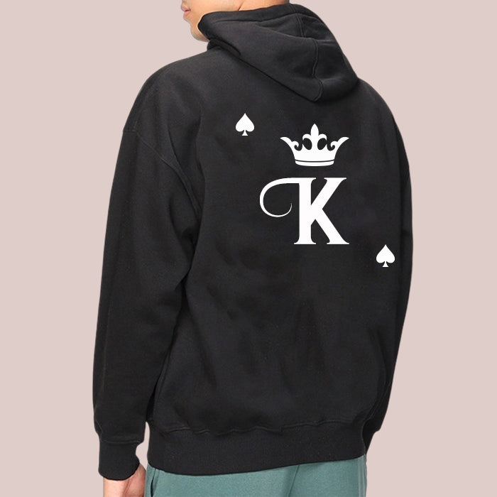 Men's Poker Card  Graphic Print Long Sleeve Sweatshirt  Hoodie Black