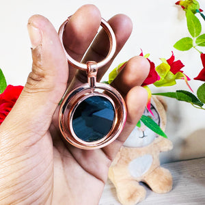 Personalized J135 – Dual-Sided Rotating Keychain | Gunmetal & Rose Gold Elegance
