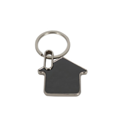 Personalized Home-Shaped Metal Keychain – Black Finish, Dual-Side Laser Engraved | M570 (Pack of 1)