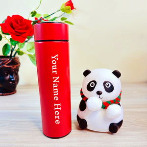 Personalized Red Stainless Steel Sports Bottle | LED Temperature Display | Double-Wall Vacuum Insulated | 500ml | 24H Hot & Cold
