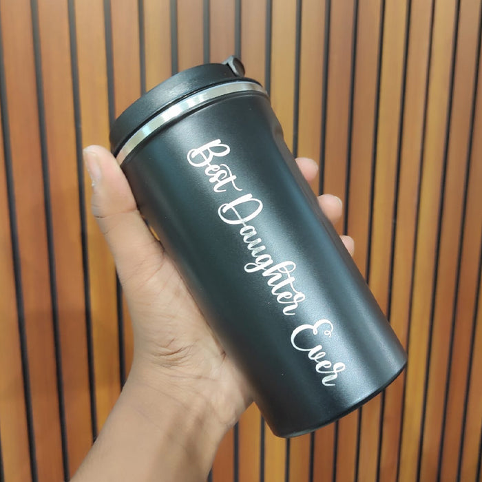 Customizable LED Temperature Display Vacuum Flask (500ml) - Black Bottle M-737