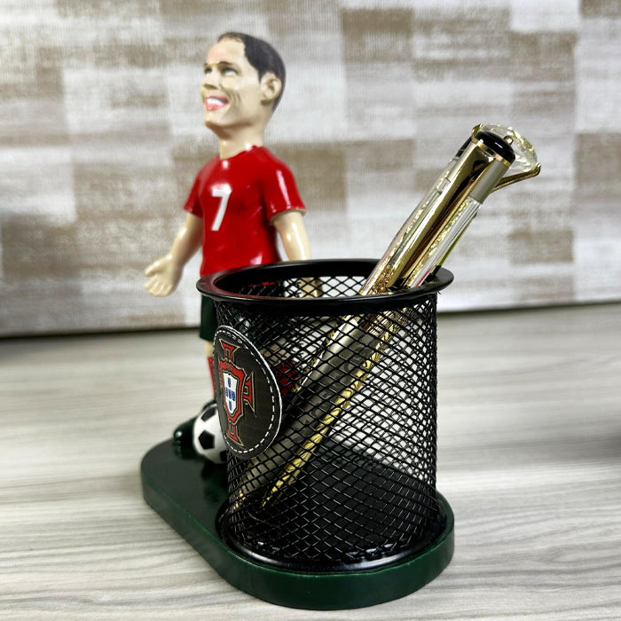 Ronaldo-Inspired Desk Companion – Personalized Pen Holder for Football Fans
