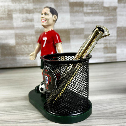 Ronaldo-Inspired Desk Companion – Personalized Pen Holder for Football Fans