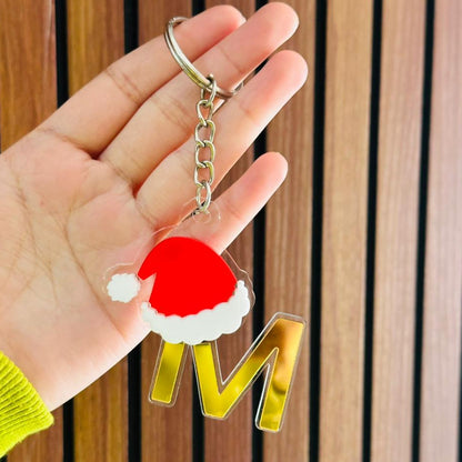 Personalized Merry Christmas Acrylic Letter Keychain – Custom Name Initial A to Z Gift