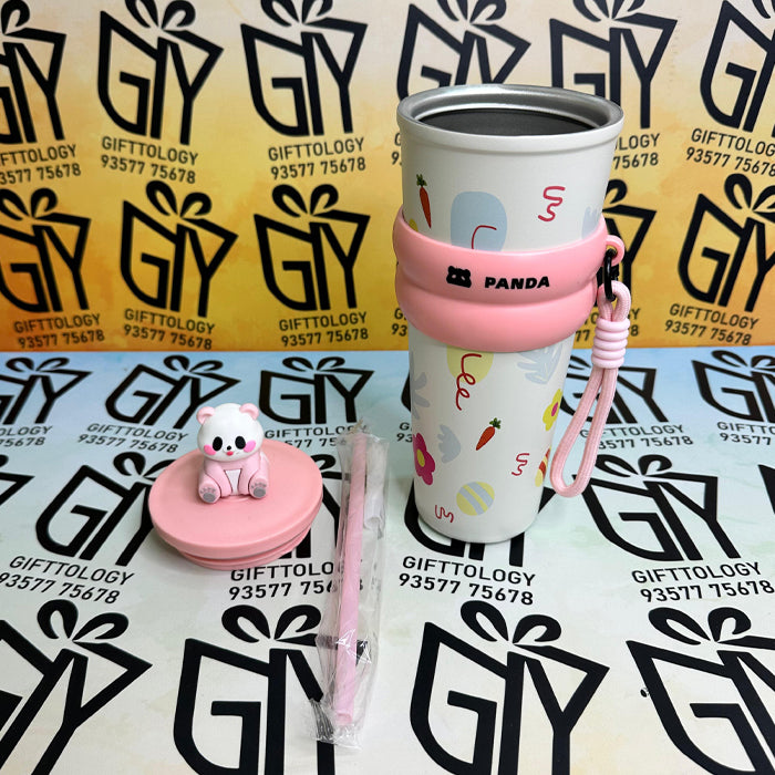 Personalized Panda Stainless Steel Water Bottle – 700ml Leak-Proof Insulated Tumbler with Straw for Travel, Gym & Office