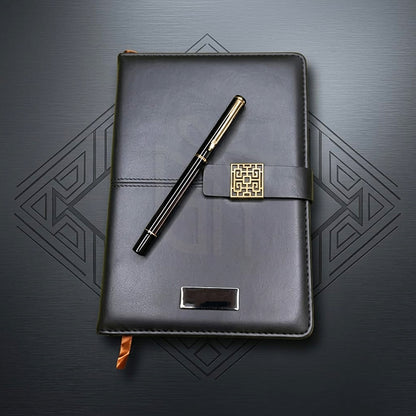 Personalized Executive A5 Diary & Pen 2 in 1 Set with Metal Buckle Magnetic Closure | Corporate Gift for Employees, Clients & Professionals