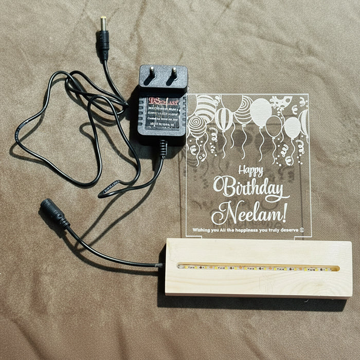 Personalized Acrylic Happy Birthday Table LED Lamp | Customized Name Night Light | Unique Birthday Gift for Husband, Wife, Boyfriend, Girlfriend, Friends, Men & Women (size 6.96x10x1.7inch)