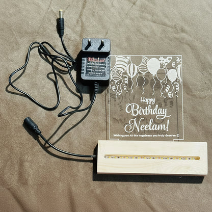 Personalized Acrylic Happy Birthday Table LED Lamp | Customized Name Night Light | Unique Birthday Gift for Husband, Wife, Boyfriend, Girlfriend, Friends, Men & Women (size 6.96x10x1.7inch)