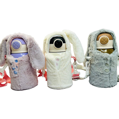 Personalized 470ml Teddy Fur Cover Insulated Stainless Steel Bottle – Cute Sipper M1059
