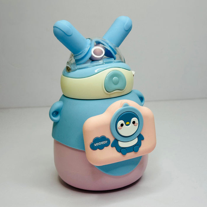 Personalized 550ml Rabbit Kids Water Bottle with Sipper – Cute Cartoon Anti-Leak Design (LK22204)